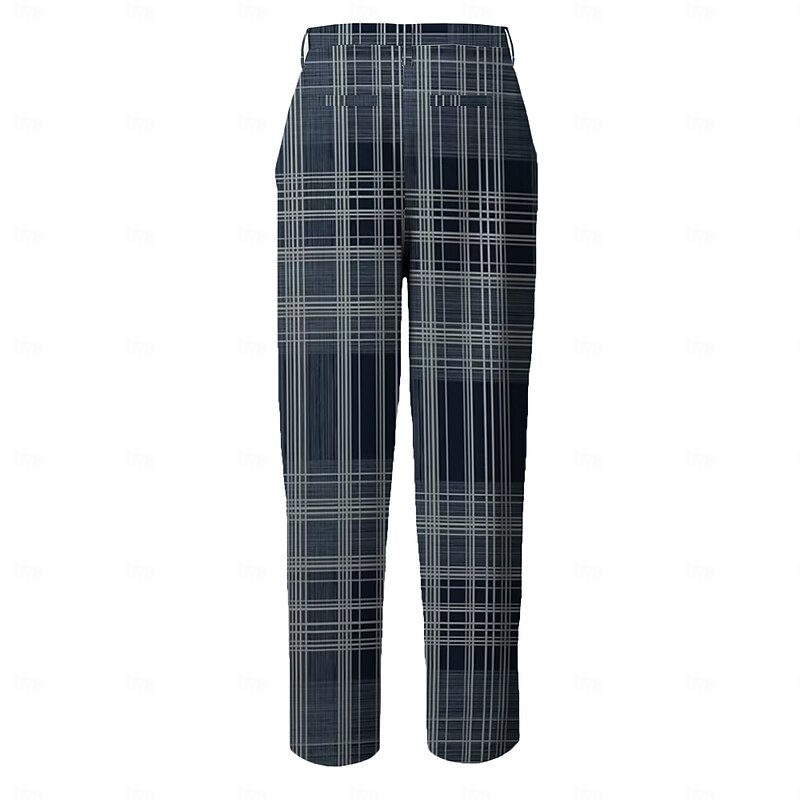 Men's Geometric Dress Pants Mid Waist Business Casual Formal Dailywear Zipper Pocket Summer Spring Fall 3D Print Black2