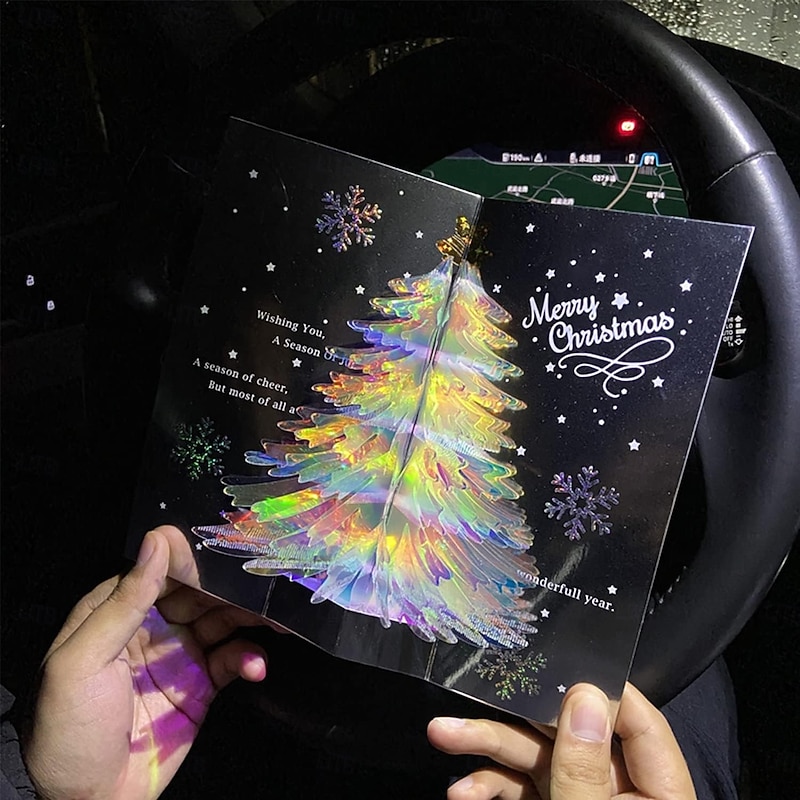 Christmas Tree 3D Pop-Up Card Greeting Card Merry Christmas Pop Up Card Winter Holiday Card Gift for New Year Xmas2