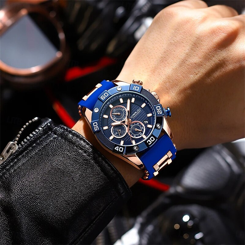 CRRJU Men Watches Top Brand Luxury Quartz Silicone Strap Sport Waterproof Clock with Luminious Quartz Watch3