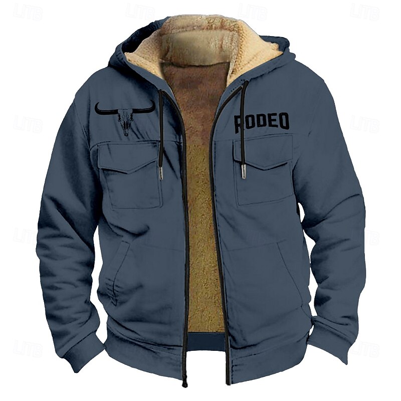 Men's Cow Fleece Hoodie Hoodies Fashion Cool Long Sleeve Hooded Holiday Hunting Streetwear Blue Brown Zipper Pocket Fall Winter Designer4
