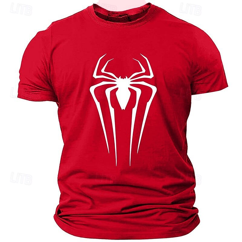 Men's Olive Green Spider-Man Logo Short Sleeve Graphic T-Shirt, Superhero Comic Book Fan Tee