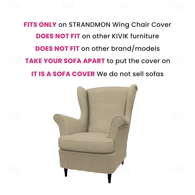 Wing Chair Cover Cotton Twill Armchair Cover Regular Fit with Armrests Machine Washable STANDcover LITB PRIME cover3