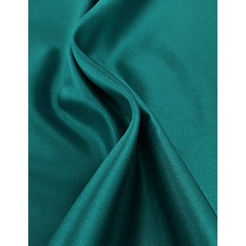 A-Line Mother of the Bride Dress Elegant Vintage V Neck Tea Length Satin 3/4 Length Sleeve with Lace Solid Color3