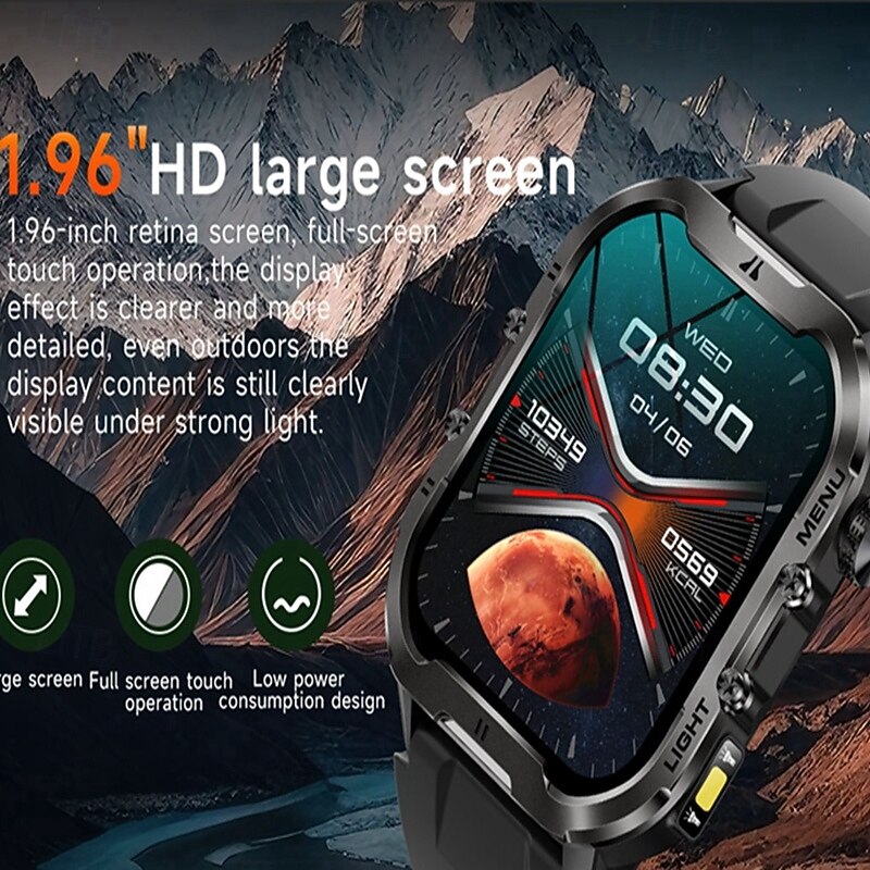 T26 Smart Watch 1.96 inch Smartwatch Fitness Running Watch Bluetooth Temperature Monitoring Pedometer Call Reminder Compatible with Android iOS Women Men Long Standby Hands-Free Calls Waterproof IP682