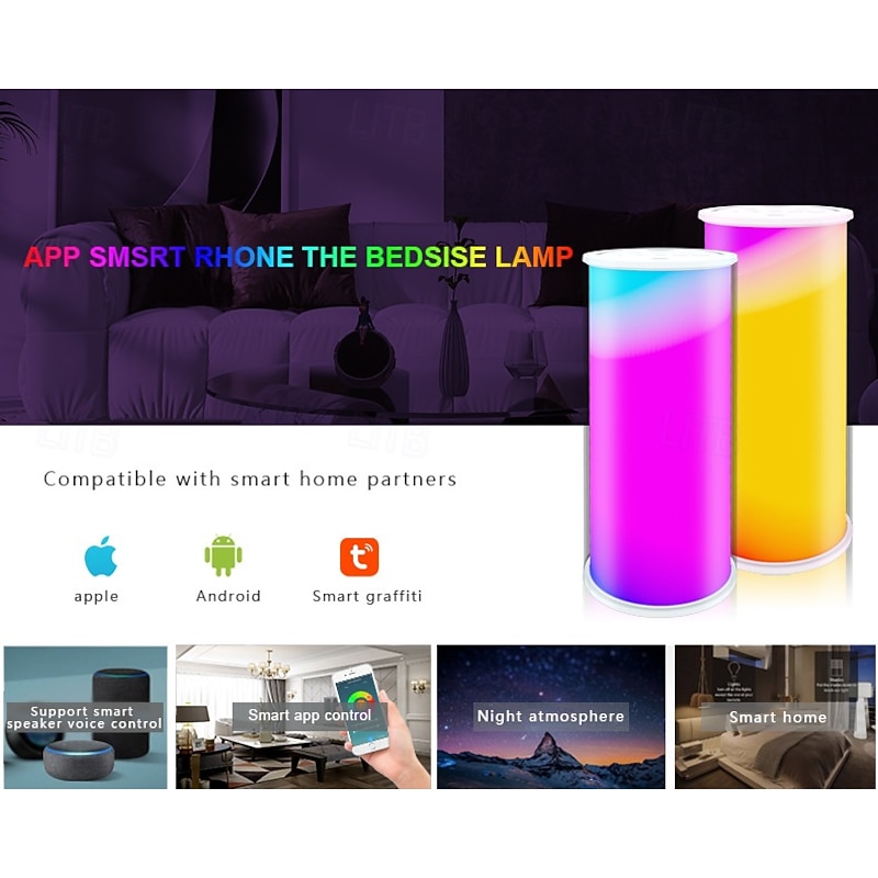 LED Smart Light Tuya WIFI Intelligent Colorful Light RGB Home Maternity Night Light Touch Control Table Lamp Handheld Light for Outdoor Leisure Camping Colorful Atmosphere Light for Halloween4