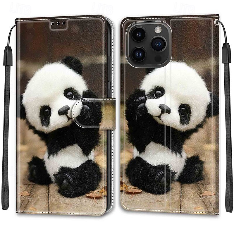 Phone Case For iPhone 15 Pro Max Plus Back Cover with Stand Holder with Wrist Strap Card Slot Retro TPU PU Leather4