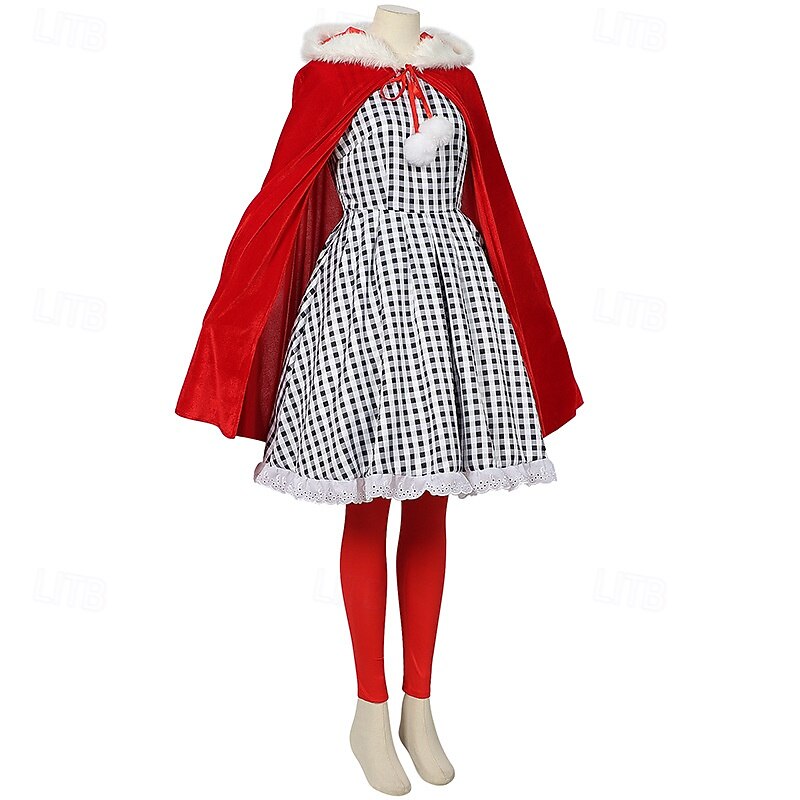 Santa Claus Mrs.Claus Outfits Cindy Lou Who Fancy Christmas Dress Santa Suits Cosplay Costumes Women's Christmas New Year Christmas Eve Christmas Adults Christmas New Year Eve Dress Belt Hat4