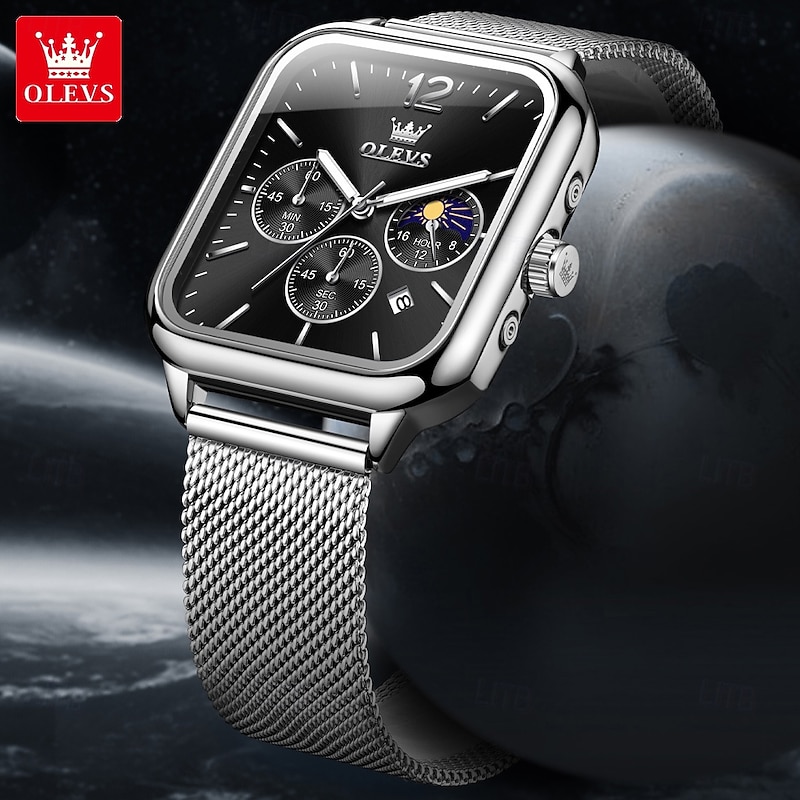 OLEVS 9914 Men's Watch Classic Luxury Original Quartz Watch Calendar Moon Phase Chronograph Trend Brand Men's Watch3