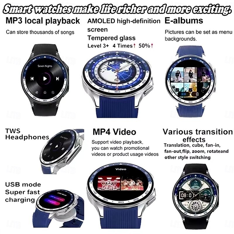 DT WATCH X Smart Watch 1.43 inch Smartwatch Fitness Running Watch Bluetooth Pedometer Call Reminder Fitness Tracker Compatible with Android iOS Men Long Standby Hands-Free Calls Waterproof IP 67 46mm2