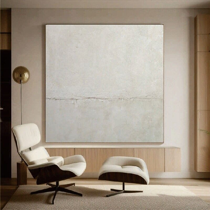 3D White oil painting Hand-Painted Thick Texture Oil Painting handpainted Beige White Painting On Canvas Abstract 3D white Textured oil painting Wall Art painting for Living Room bedroom decoration4