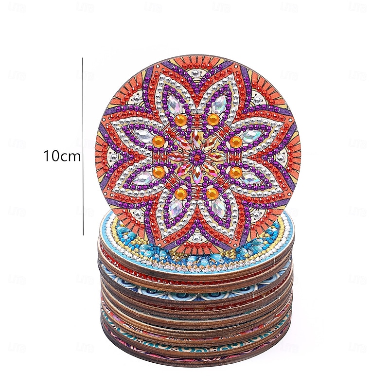 10Pcs Diamond Art Painting Coaster Kit DIY Crafts Kit with Holder Non Slip Coaster Art Supplies for Adults Women Ideal Christmas Gift2