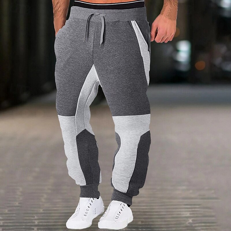 Men's Fleece Pants Sweatpants Joggers Trousers Pocket Drawstring Elastic Waist Color Block Plain Comfort Warm Full Length Sports Outdoor Casual Daily Fashion Streetwear Black Red3