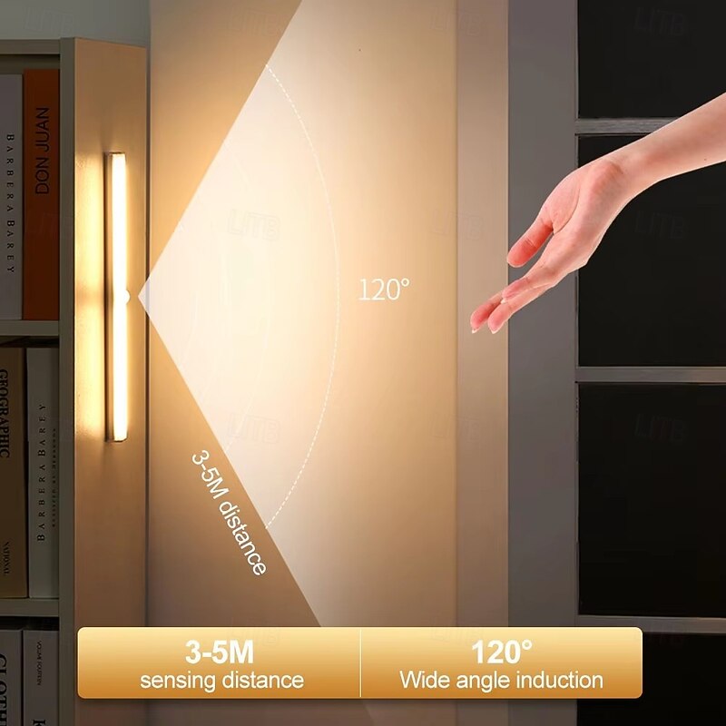 Under Cabinet Lighting, LED Motion Sensor Night Light, USB Rechargeable, Three-Tone Light, Smart LED Cabinet Light Cable Free for Bedroom Cabinet Wine Cabinet Wardrobe Corridor3