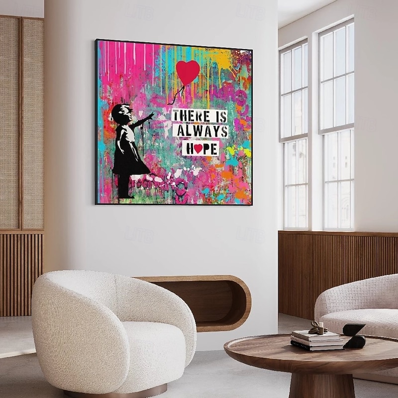 Graffiti art Hand Painted abstract Art Graffiti Cute Girl Painting Canvas Wall Art Painting pop art oil painting Wall Art street art painting for Living Room Bedroom Entrance Wrapped Canvas painting3