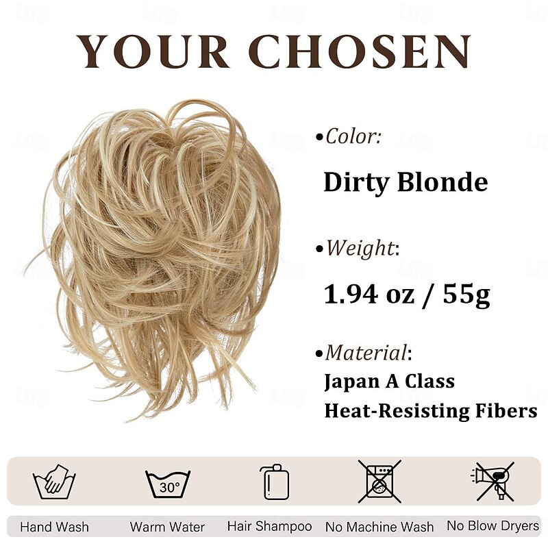 Large Messy Bun Hair Piece Wavy Curly Scrunchies Synthetic Chignon Ponytail Hair Extensions Thick Updo Hairpieces for Women2