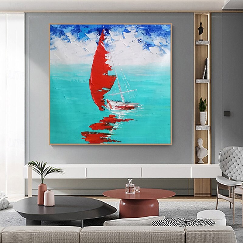 Mintura Handmade Sailboat Oil Paintings On Canvas Wall Art Decoration Modern Abstract Picture For Home Decor Rolled Frameless Unstretched Painting3