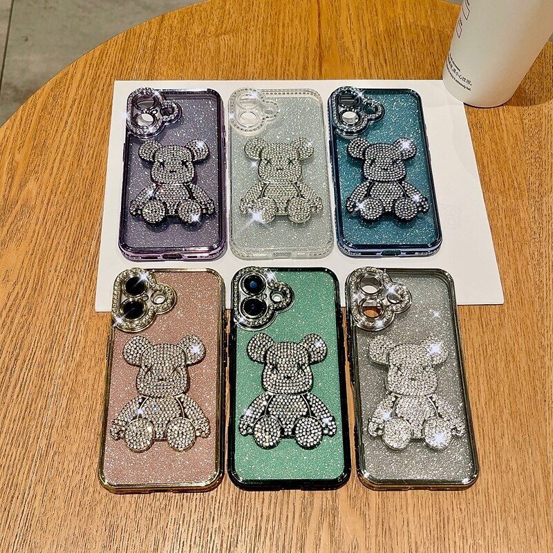 Phone Case For iPhone 17 Pro Max 17 Air 16 15 14 Pro Max Plus 13 12 11 Pro Max Back Cover Bling Glitter Shiny Shockproof Retro TPU