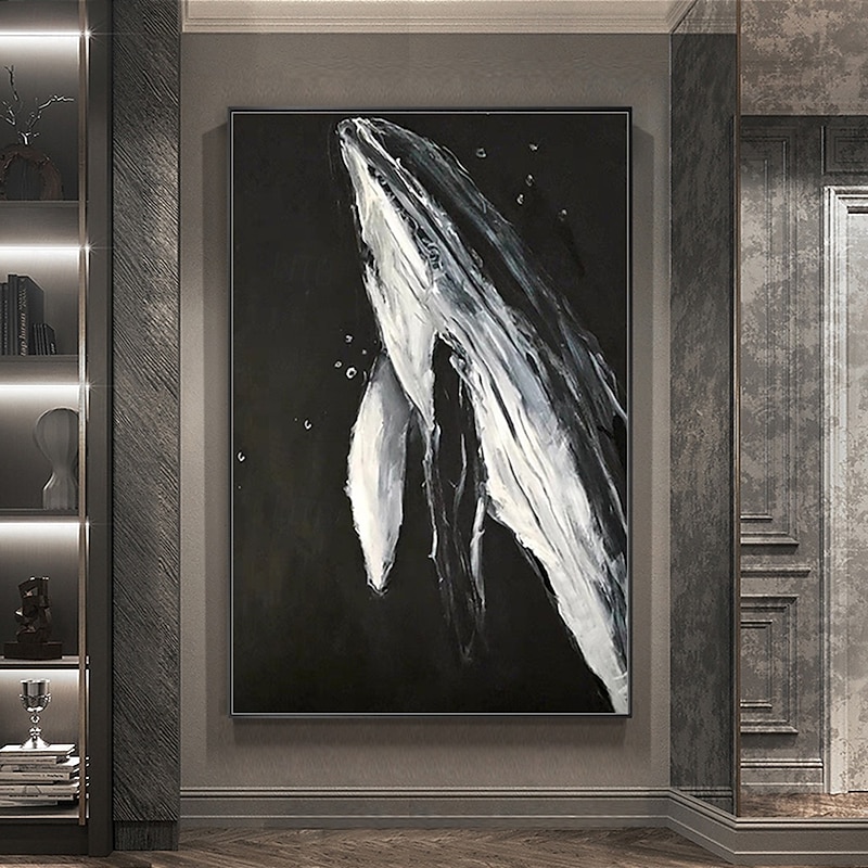 Mintura Handmade Whale Oil Paintings On Canvas Wall Art Decoration Modern Animal Picture For Home Decor Rolled Frameless Unstretched Painting3
