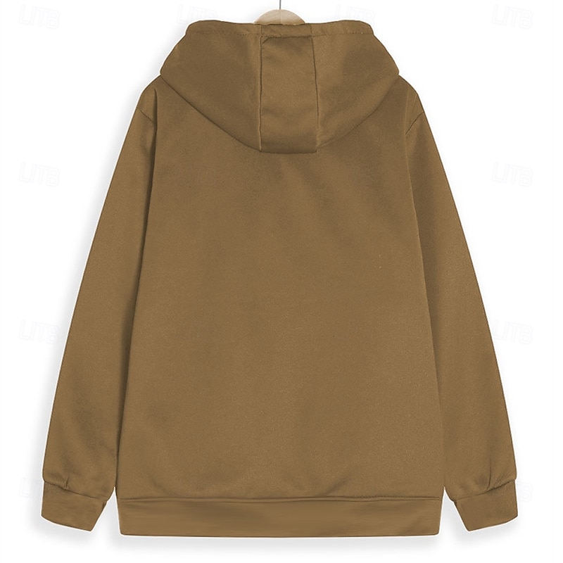 Men's American / USA Cowboy Patriotic Fleece Hoodie Hoodies Fashion Cool Long Sleeve Hooded Holiday Streetwear Brown Army Green Zipper Pocket Fall Winter Designer2