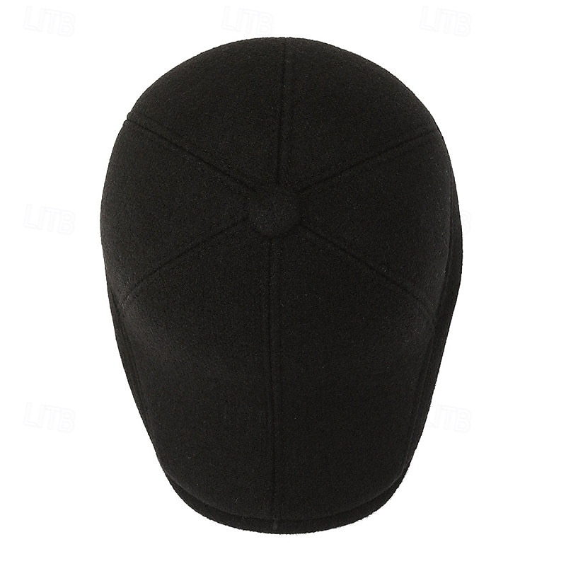 Men's Sun Hat Winter Hats Black Gray Woolen Keep Warm Fashion Casual Street Daily Plain Adjustable Sunscreen Breathable4