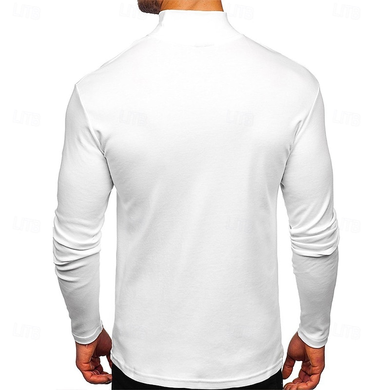 Men's Dralon Mock Turtleneck T shirt Tee Turtleneck shirt Tee Top Long Sleeve Shirt Plain Turtleneck Street Vacation Long Sleeve Soft Clothing Apparel Fashion Designer Basic2