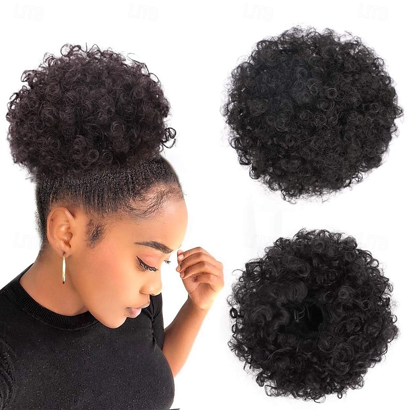 Afro Puff Drawstring Ponytail Kinky Curly Bun Hair Synthetic Short Extensions Hairpieces Updo Hair for Black Women Girls3