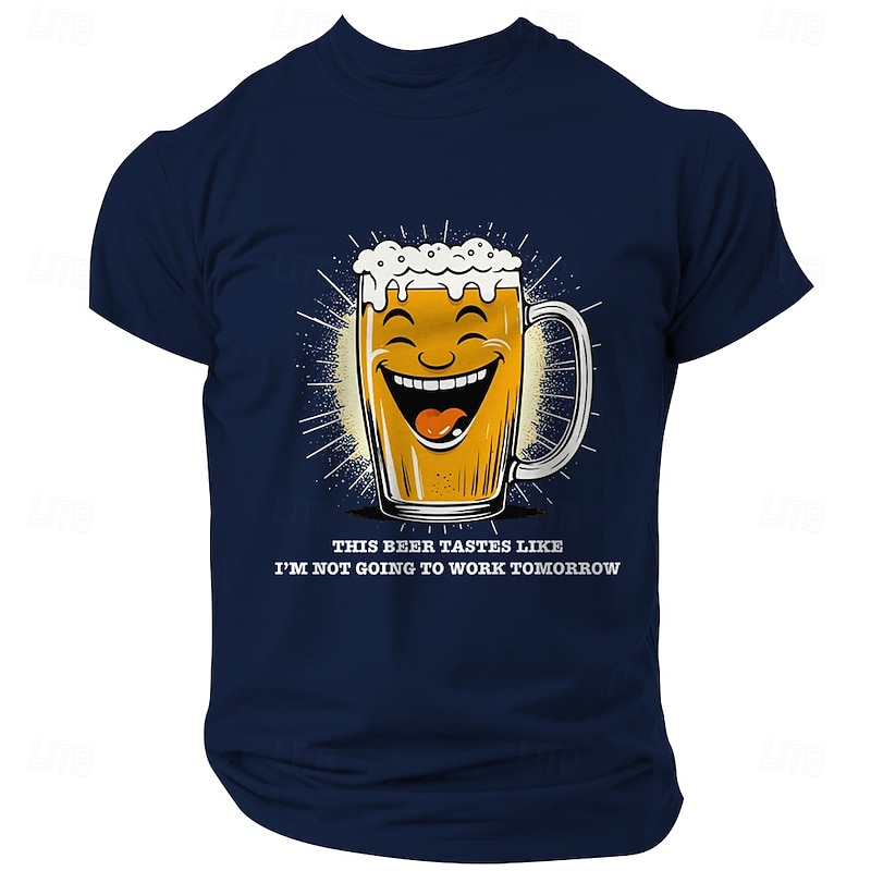 Men's Funny Graphic T-Shirt - This Beer Tastes Like I'm Not Going To Work Tomorrow - Beer Work Humor Tee2