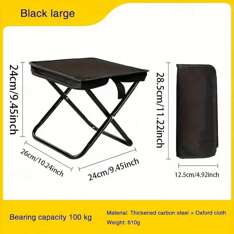 Portable Folding Stool - Durable Carbon Fiber Oval Shape with Zipper Pocket for Outdoor Recreation/Camping Lightweight and Compact Design Ideal for Campers and Outdoor Enthusiasts4