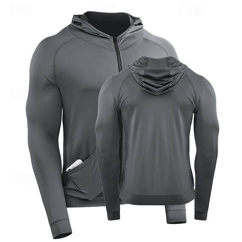 Men's Running T-Shirt Long Sleeve Tee Tshirt Casual Athleisure Fall Solid Colored Quick Dry Breathable Gym Workout Walking Jogging Sportswear Activewear Black White Dark Navy4