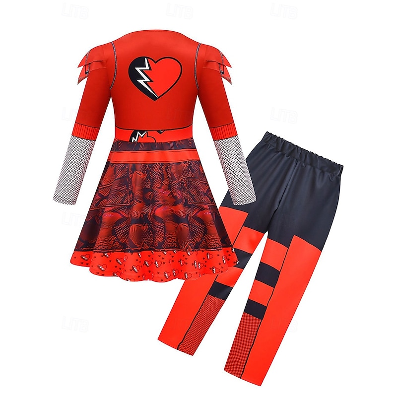 Descendants The Rise of Red Kids Red Queen of Hearts Pants Outfits Cosplay Movie Cosplay for Girls' Kid's Masquerade Party2