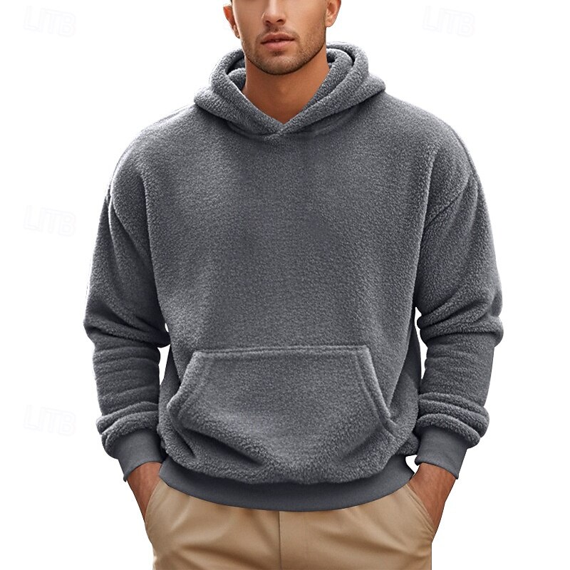 Men's Hoodie Black Navy Blue Blue Brown Khaki Hooded Plain Pocket Front Pocket Sports & Outdoor Daily Holiday Polyester Streetwear Casual Spring &  Fall Clothing Apparel Hoodies Sweatshirts