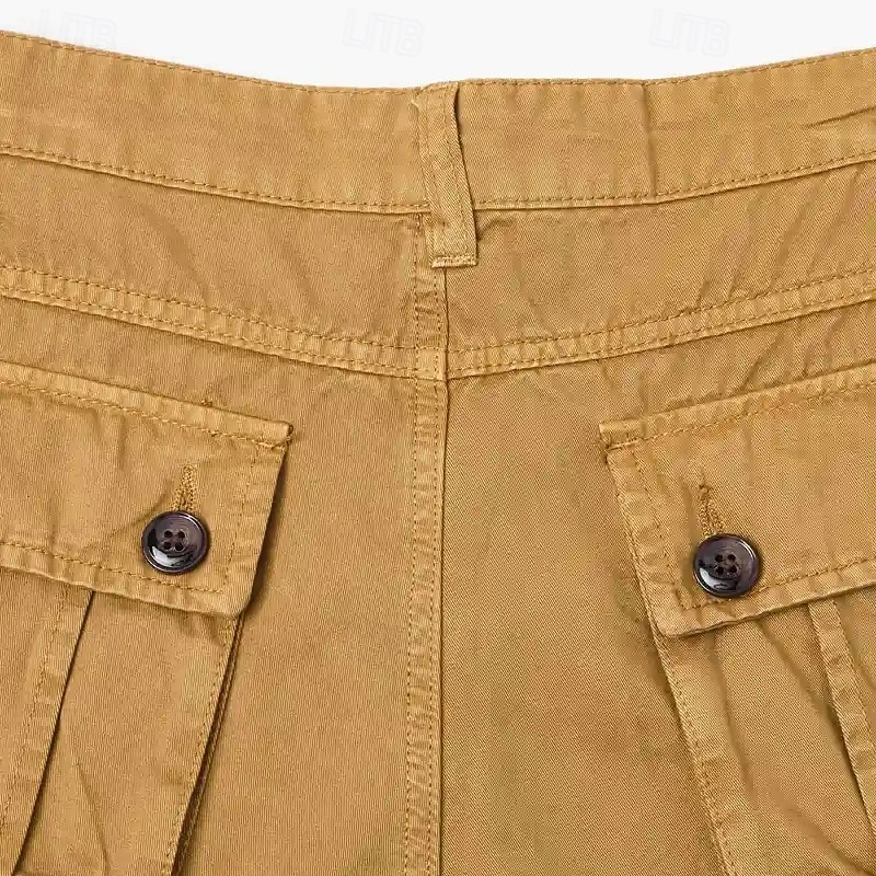 Men's Cargo Pants Trousers Buttons Multi Pocket Plain Wearable Outdoor Daily Camping & Hiking Fashion Classic ArmyGreen turmeric4