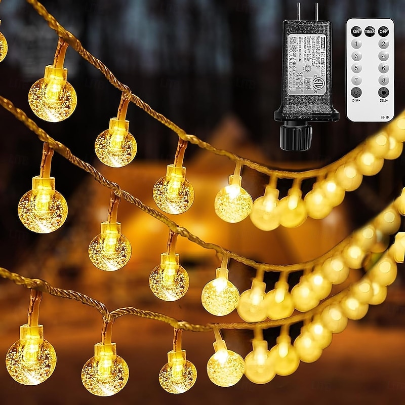 12m/20m/30m String Lights, LED Ball Fairy String 100-800 LEDs EL 5mm with 13-Keys Remote - Warm White/Cold White/Multicolor for Holiday & Christmas Patio Decorations