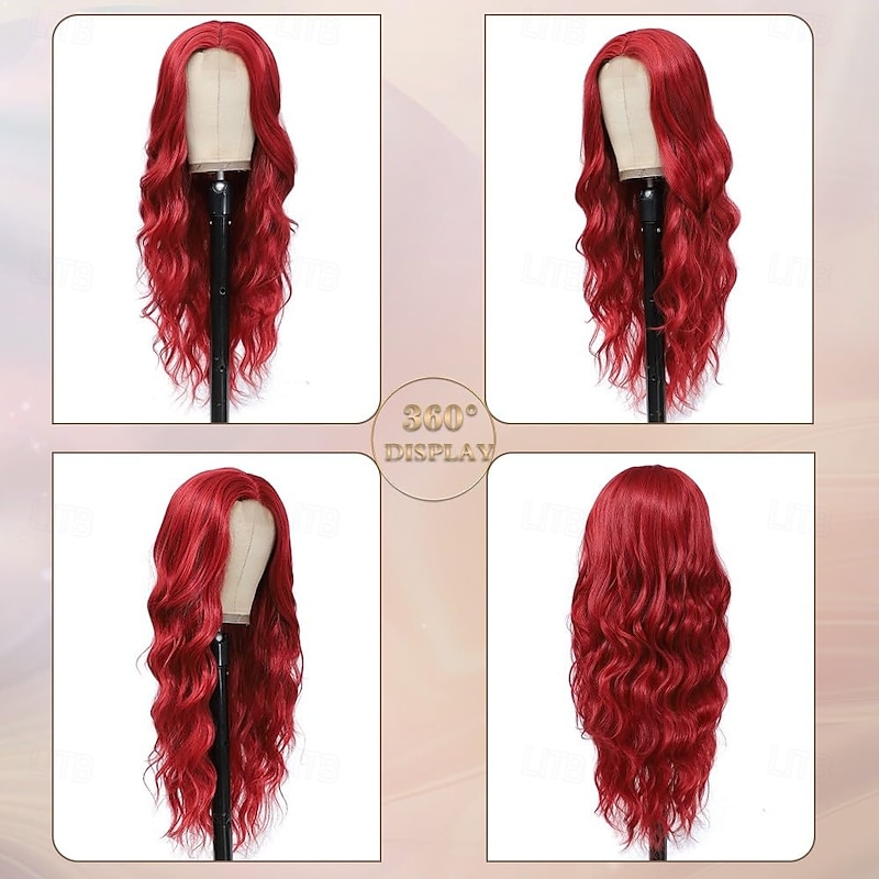 Long Wig for Women Wavy Curly Red Hair Wigs Synthetic Hair Replacement Wig Heat Resistant Hair Wig for Daily Party Use Christmas Party Wigs3