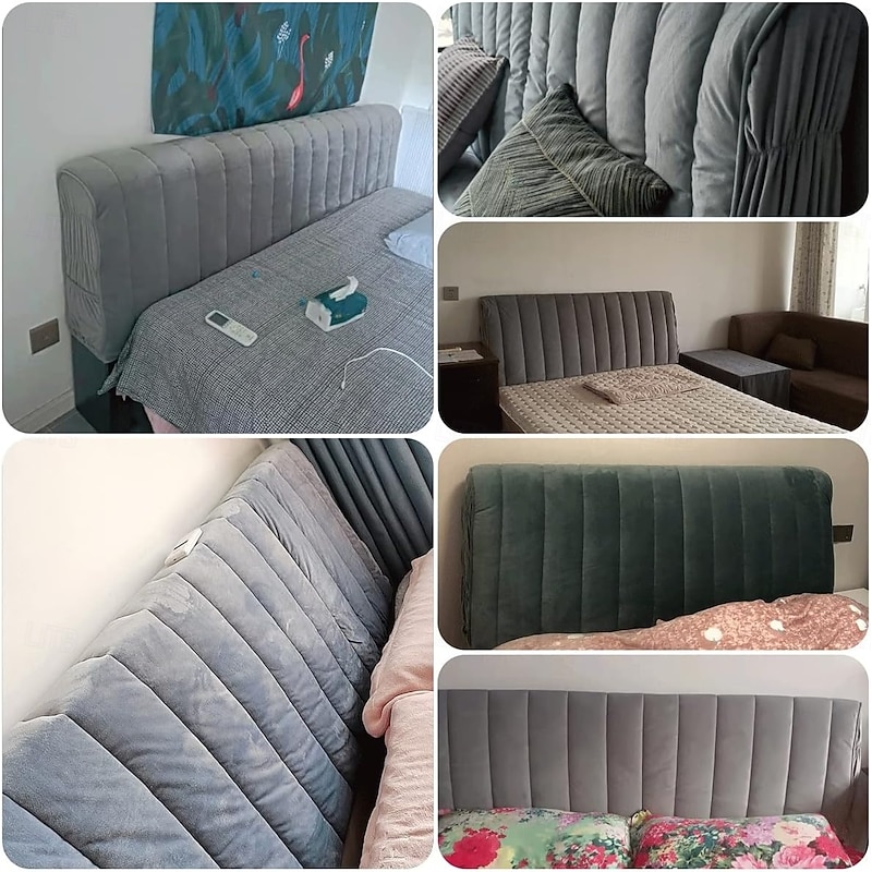 Headboard Covers Slipcover, Stretch Bed Headboard Covers, Small Square Jacquard Dustproof Protector Cover for Upholstered Headboard3