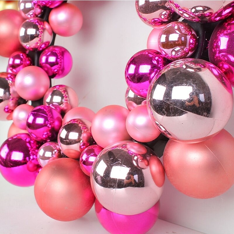 Christmas Ball Wreath Outdoor for Front Door Winter Wreath Window Wall Decoration Colorful Patchwork, Shiny Ornaments, Wall Hanging Decor for Hotels, Festive Door Decoration and Holiday Display3