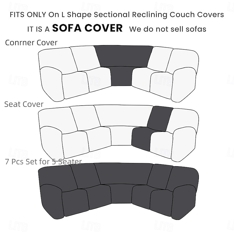 Water Resistant L Shape Sectional Burgundy Reclining Couch Covers Corner Sofa  Stretch Jacquard Reclining Couch Covers for Reclining Sofa Soft Washable2