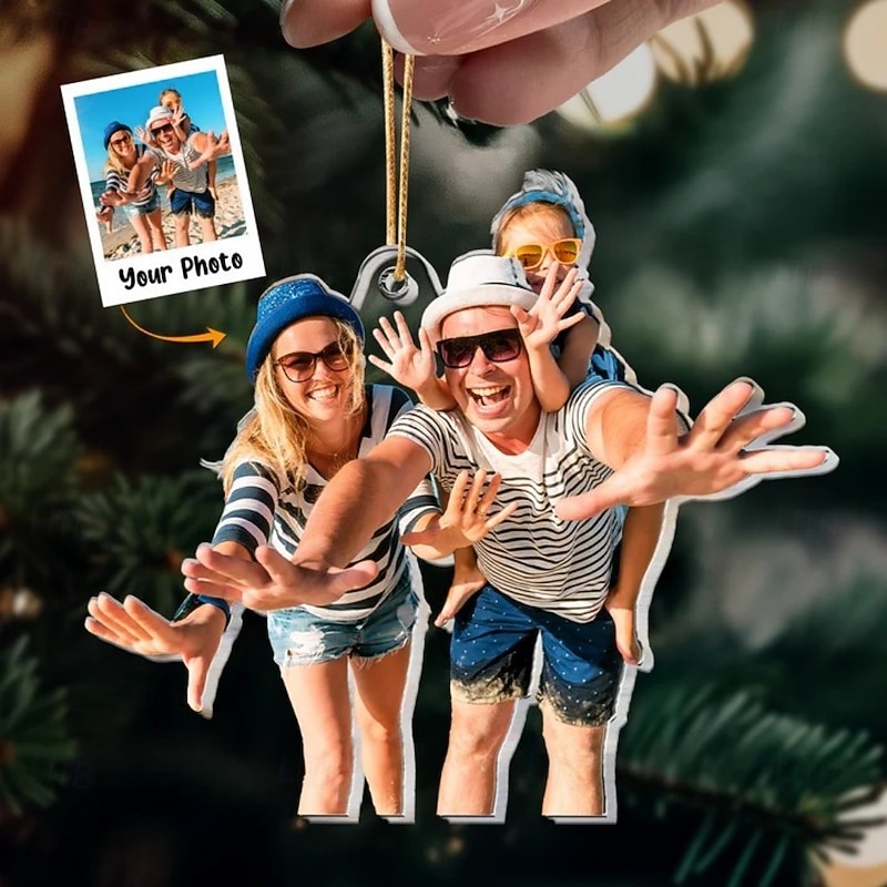 Personalized Photo Christmas Ornaments Acrylic 2D Custom Gift For Family Photo Ornament Christmas Tree Ornaments Xmas Decoration Hanging Pendant Gifts2