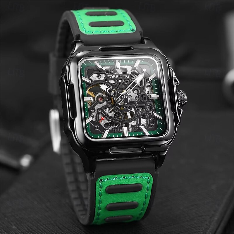 Forsining Casual Skeleton Hollow Automatic Watch 3D Montre Homme Mens Wristwatches Luminous Military Watches2