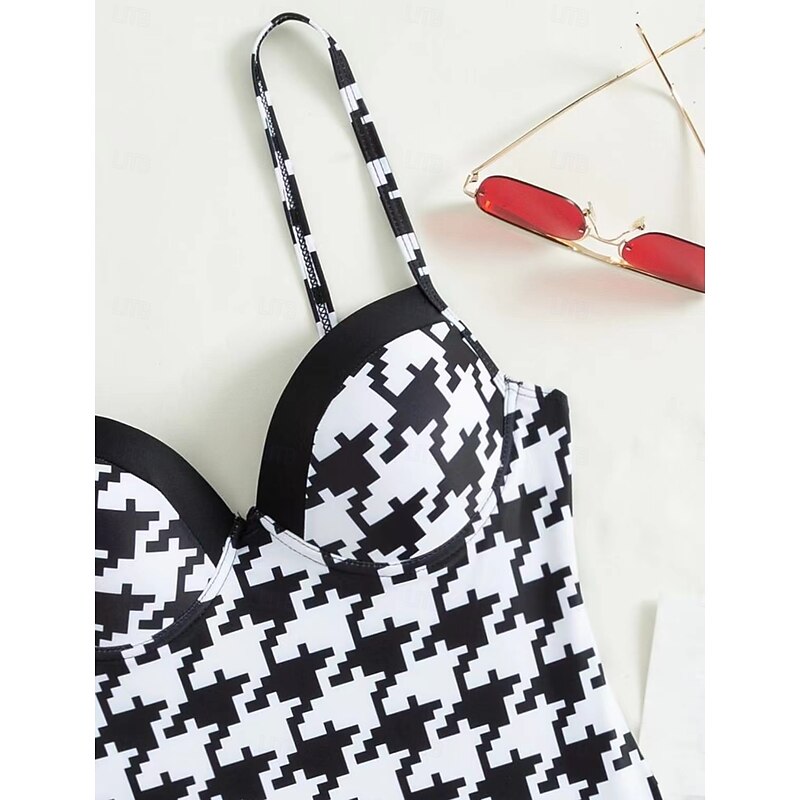 Women's Swimwear One Piece Monokini Swimsuit Backless Tummy Control High Waist Slim Vacation Beach Wear Graphic Halter Neck Sleeveless Bathing Suits2