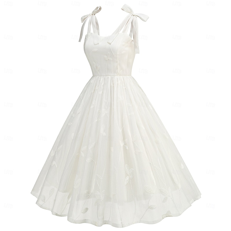 Retro Vintage 1950s Vintage Inspired Mini Cocktail Dress A Line Dress Flare Dress Embroidered Floral A-Line Fancy Dress Women's Masquerade Vacation Homecoming Party & Evening Dress Summer2