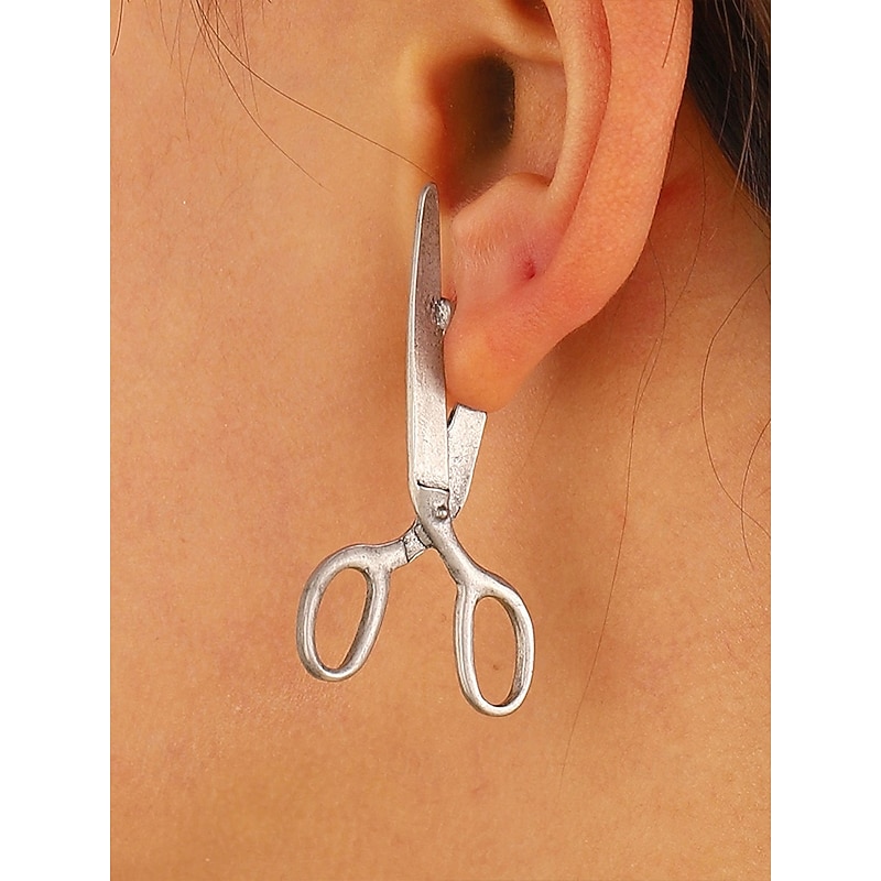 Quirky Scissor Shaped Earrings - Trendy Fashion Statement Jewelry for Women - Fun and Edgy Accessory