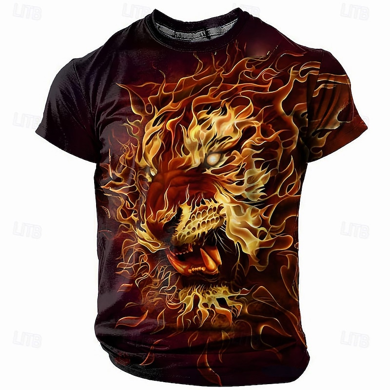 Men's Tiger T Shirt Short Sleeve T shirt 3D Print Crew Neck Shirt Fashion Athleisure Street Sports Outdoor Black Summer Spring Clothing Apparel S M L XL XXL XXXL