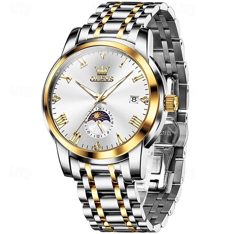 New Olevs Men'S Business Watch Decorative Calendar Luminous Moon Phase Display Multi-Functional Quartz Watch Waterproof Sports Leisure Men'S Watch2