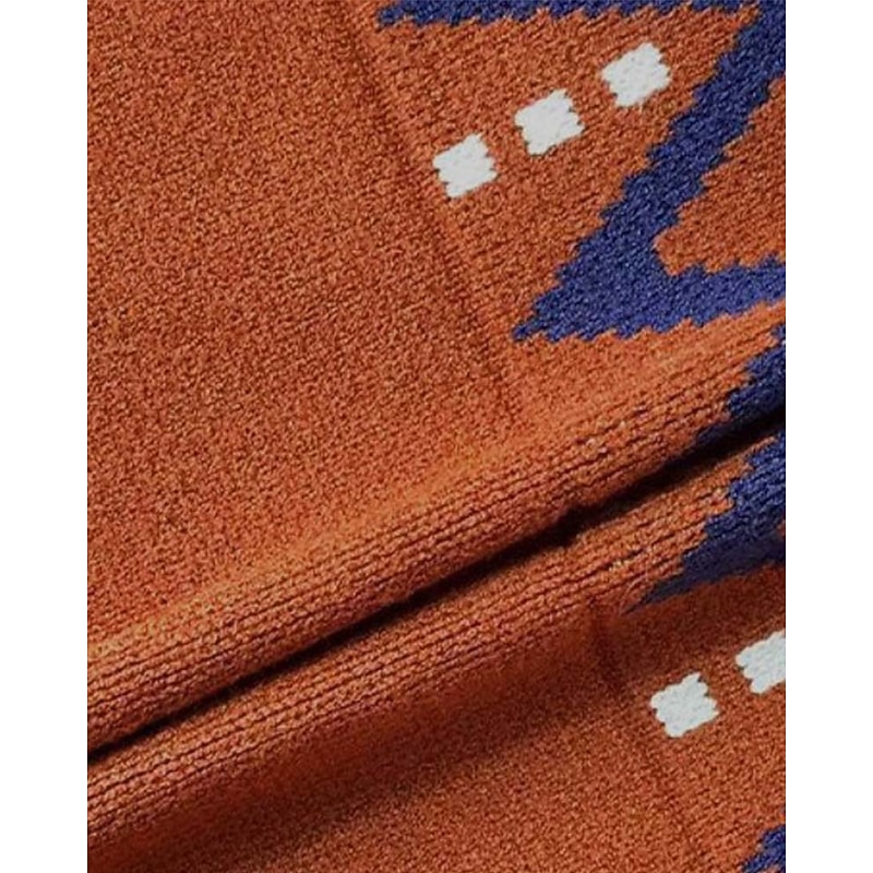 Women's Faire Isle Sweater Turtleneck Knit Knitted Fall Winter Weekend Vintage Fashion Streetwear Long Sleeve Geometric Black White4