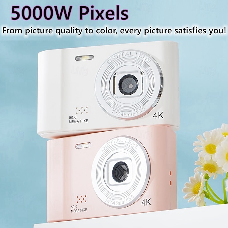 4K Digital Camera Point and Shoot Photography Travel Selfie Camara 2.4inch Screen Entry-Level Gift Compact Digicam Selfie Mini Retro Cam4