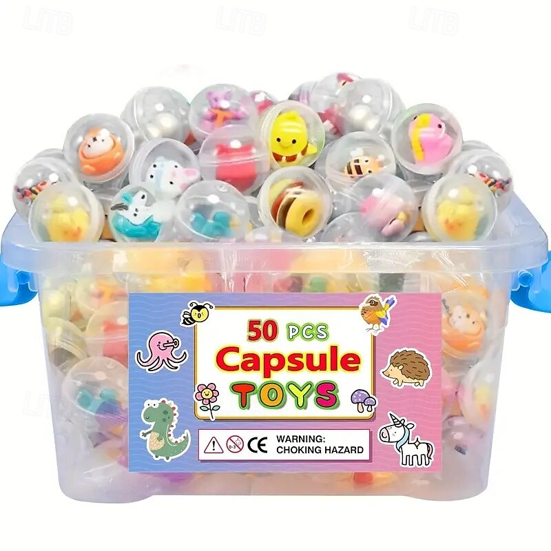 50pcs 50 Assorted Mini Dolls in Clear Capsules Gumball Machine Party Favors & Surprise Prizes