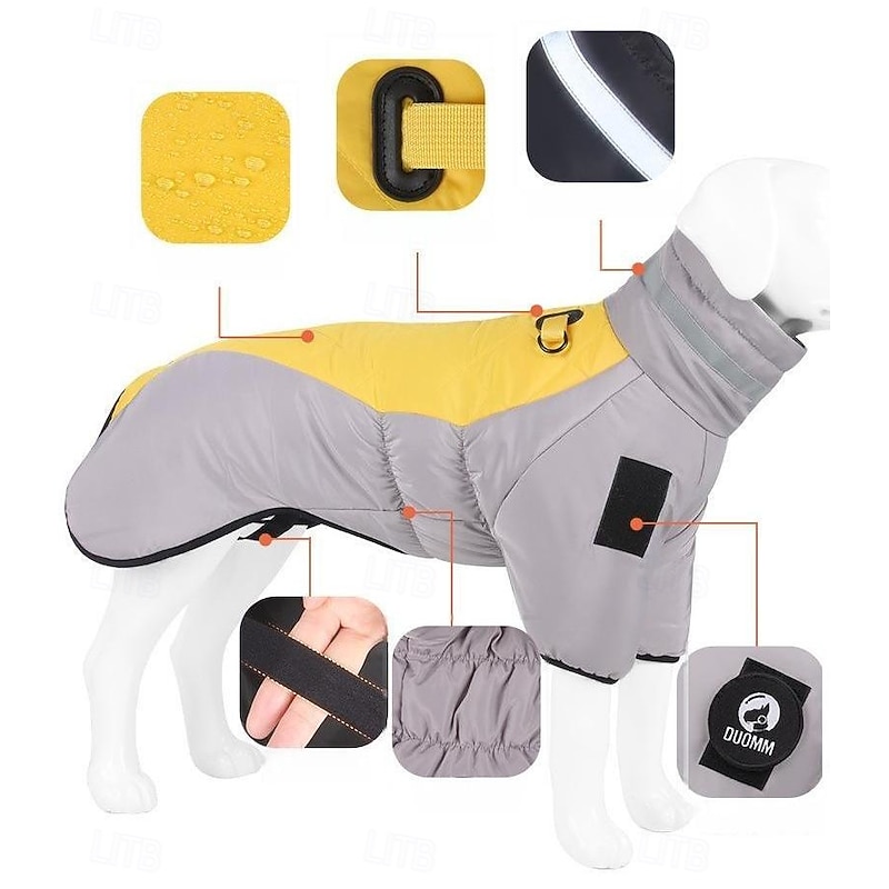 Dog Coat Jacket Parka Jacket with Harness Reflective Warm Water-Resistant Outdoor Dog Clothing for Medium Large2