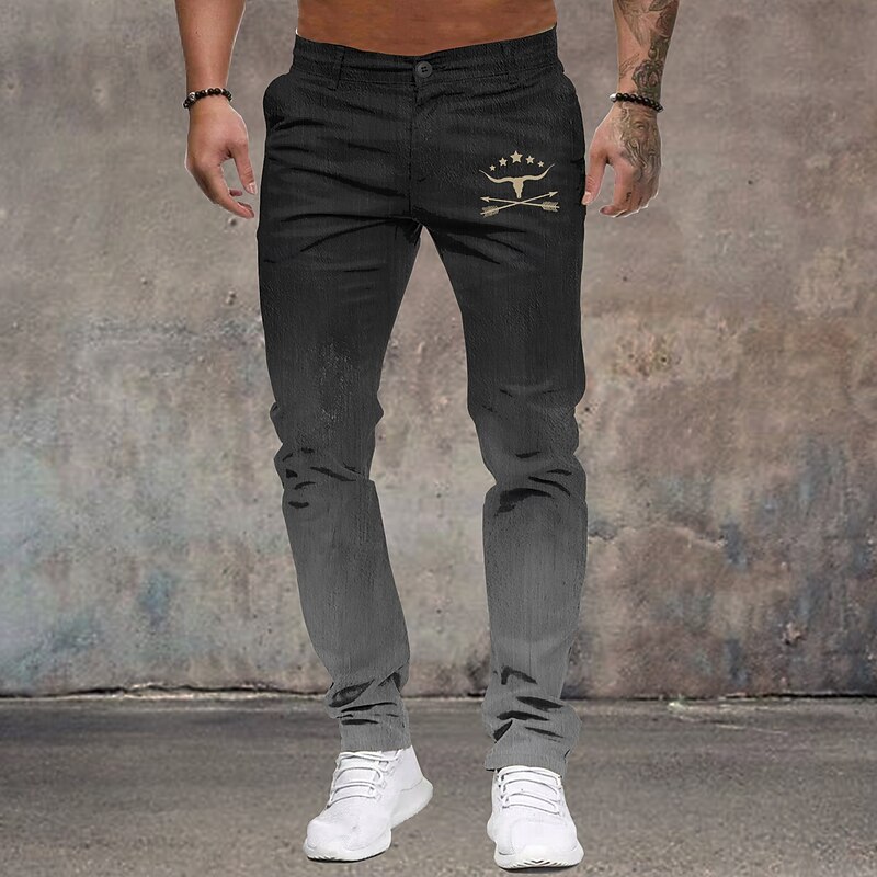 Men's Cowboy Dress Pants Mid Waist Business Casual Formal Outdoor Dailywear Zipper Pocket Summer Spring Fall 3D Print Black Dark Blue2