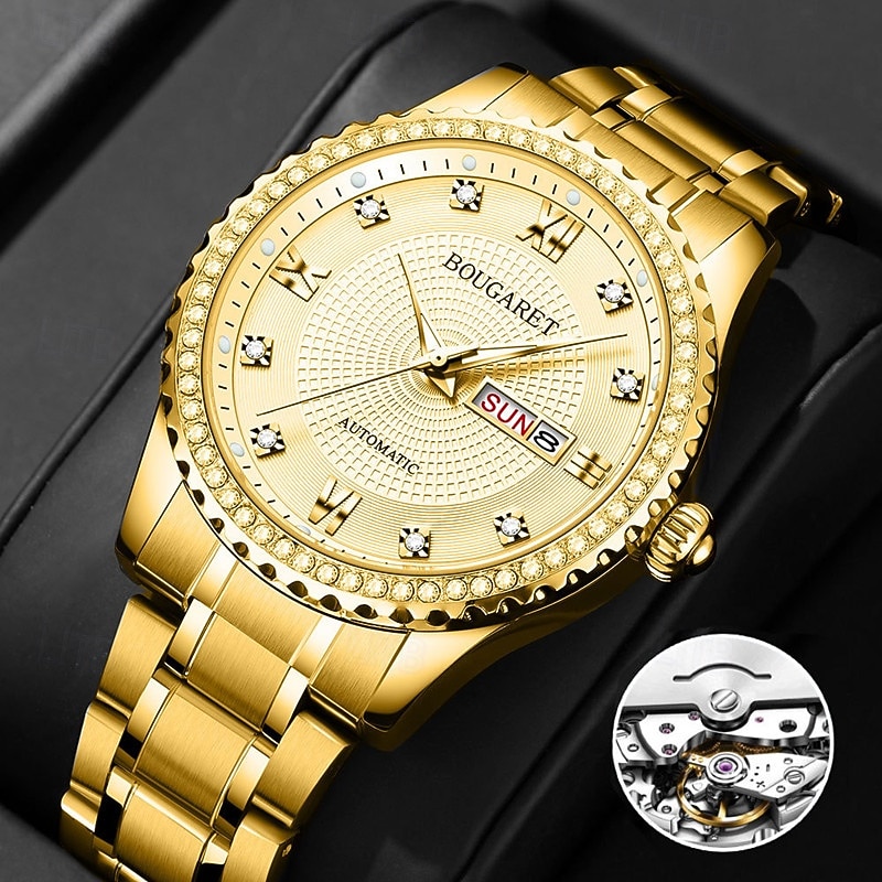 New Fashionable Trendy Hollow Mineral Reinforced Glass Lens Waterproof Night Light Calendar Sunday Display Business Leisure Sports Handsome And Stylish Men'S Watch2